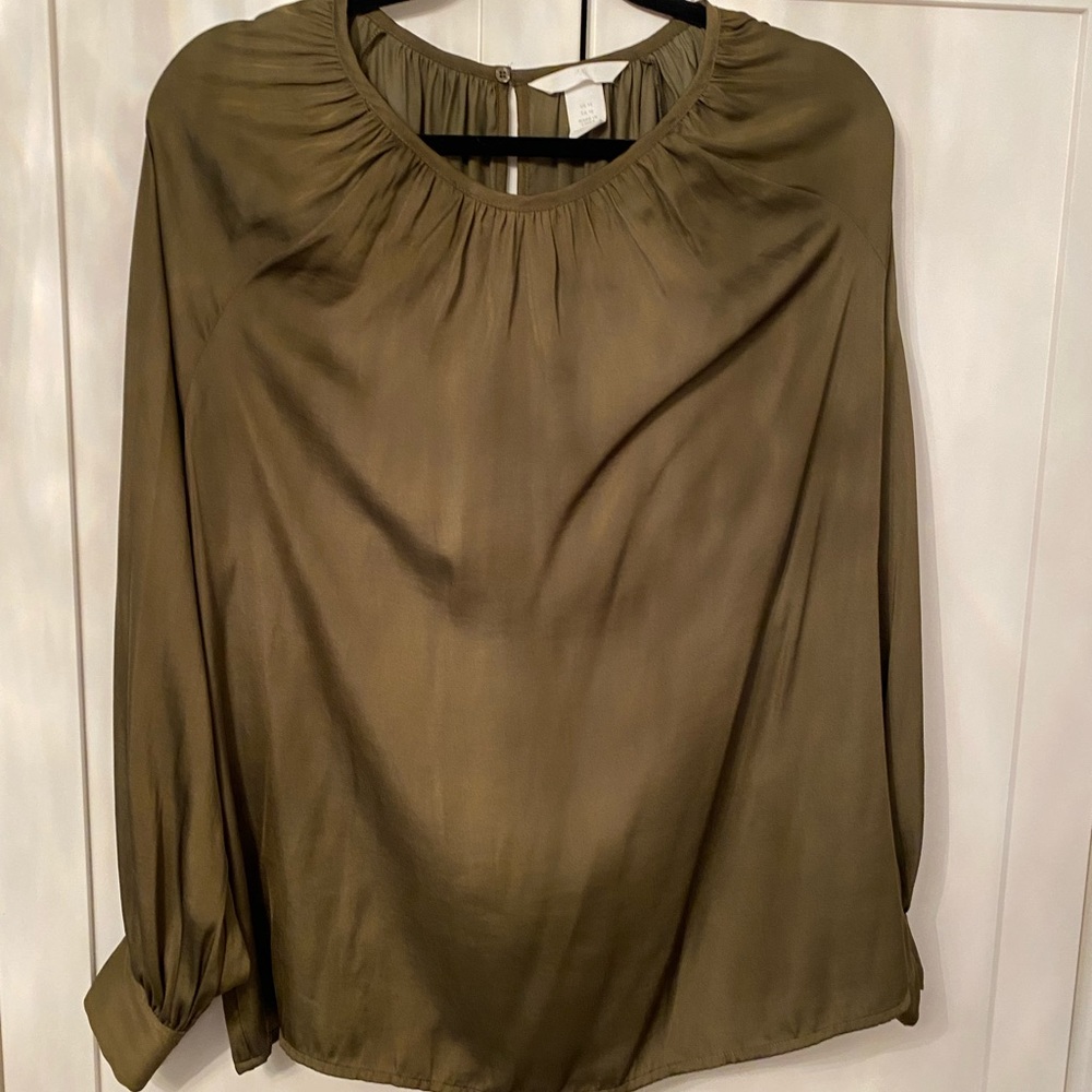 Olive color silky blouse from H&M